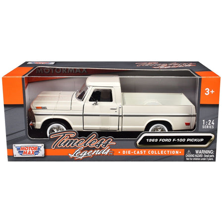 1969 Ford F-100 Pickup Truck Cream "Timeless Legends" Series 1/24 Diecast Model Car by Motormax-Motormax-ModelCars.com