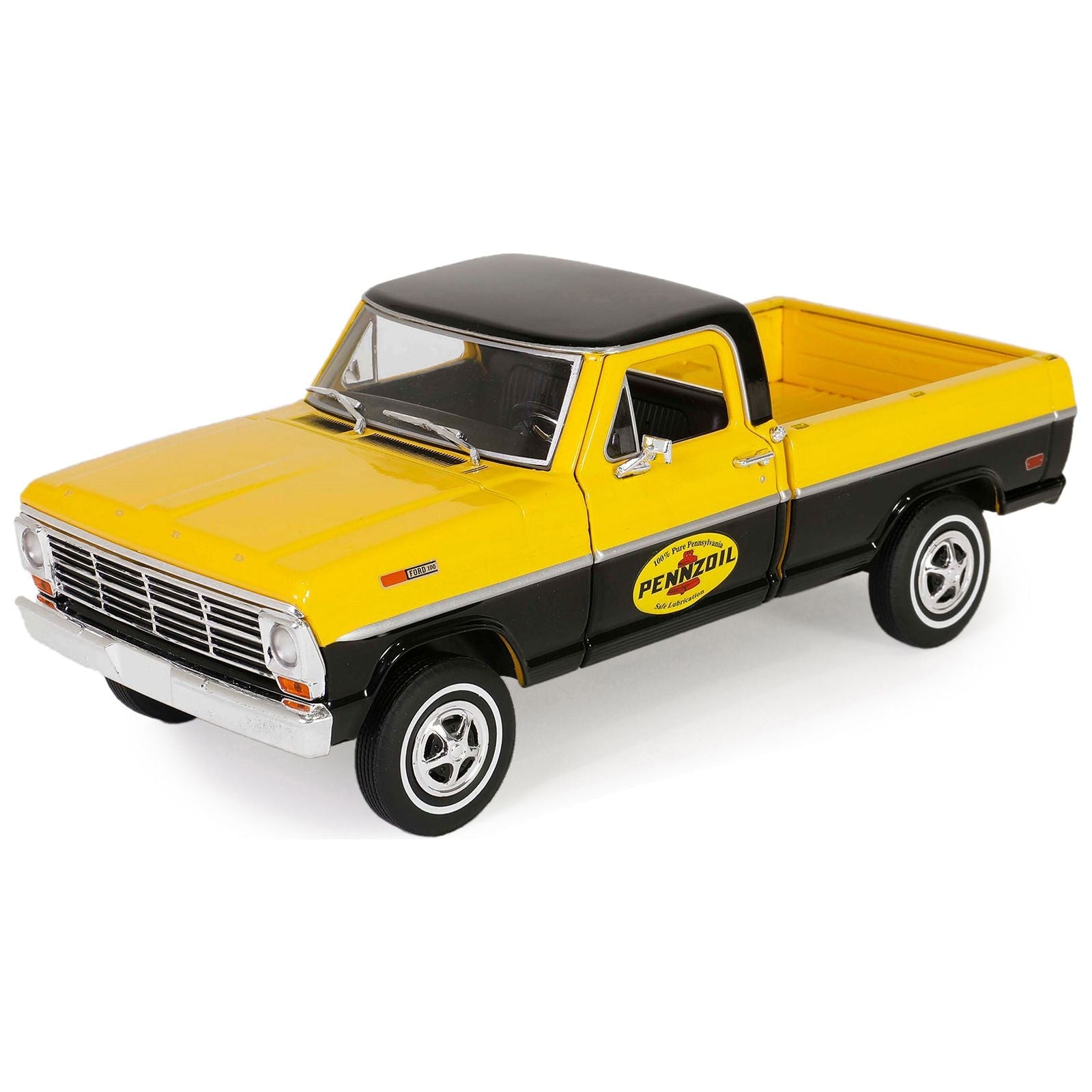 1969 Ford F - 100 Pickup Truck "Pennzoil" Yellow and Black "Running on Empty" Series 7 1/24 Diecast Model Car by Greenlight - Greenlight - ModelCars.com