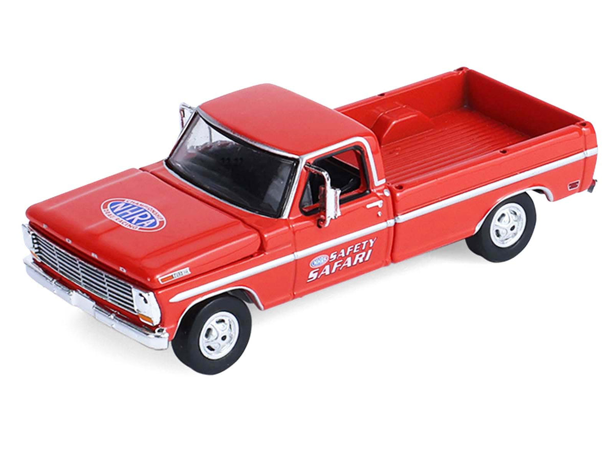 1969 Ford F-250 Pickup Truck Red and 1969 Chevrolet Camaro Z28 "Dan Fletcher" Orange with White Hood "NHRA Safety Team" with Enclosed Car Trailer "Racing Hitch & Tow" Series 6 1/64 Diecast Model Cars by Greenlight-Greenlight-ModelCars.com