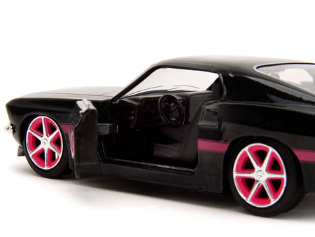 1969 Ford Mustang Black Metallic with Pink Stripes and Wheels "Pink Slips" Series 1/32 Diecast Model Car by Jada-Jada-ModelCars.com