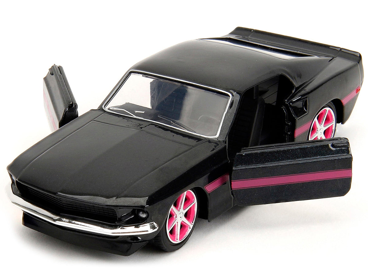 1969 Ford Mustang Black Metallic with Pink Stripes and Wheels "Pink Slips" Series 1/32 Diecast Model Car by Jada-Jada-ModelCars.com