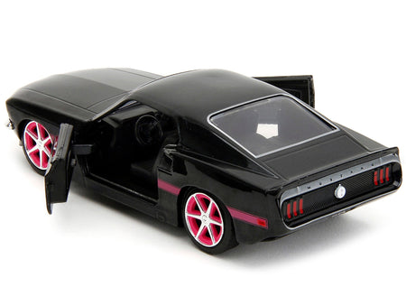 1969 Ford Mustang Black Metallic with Pink Stripes and Wheels "Pink Slips" Series 1/32 Diecast Model Car by Jada-Jada-ModelCars.com