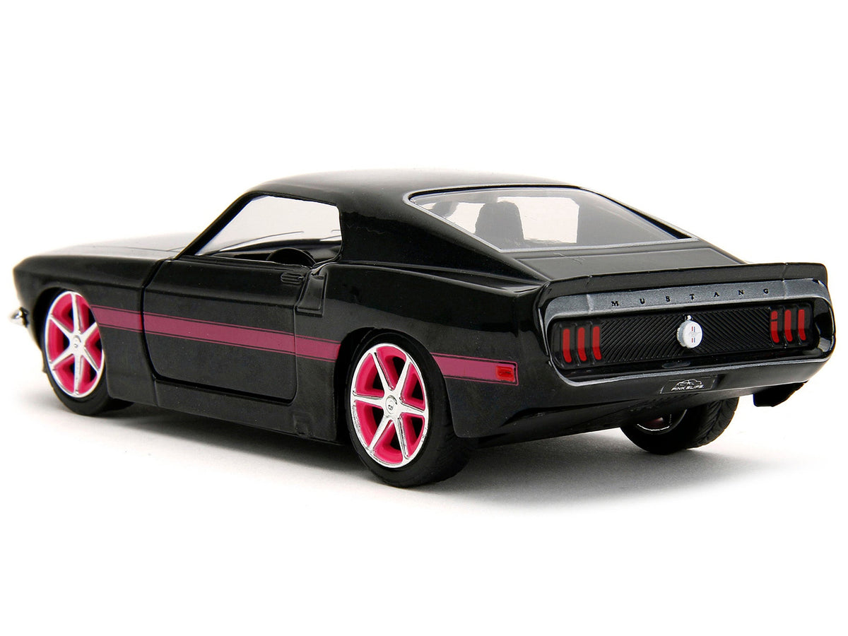 1969 Ford Mustang Black Metallic with Pink Stripes and Wheels "Pink Slips" Series 1/32 Diecast Model Car by Jada-Jada-ModelCars.com