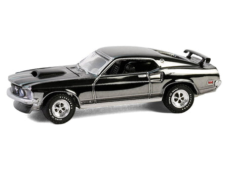 1969 Ford Mustang Boss 429 Silver Chrome Edition with Black Stripes "John Wick" (2014) Movie "Hobby Exclusive" Series 1/64 Diecast Model Car by Greenlight-Greenlight-ModelCars.com