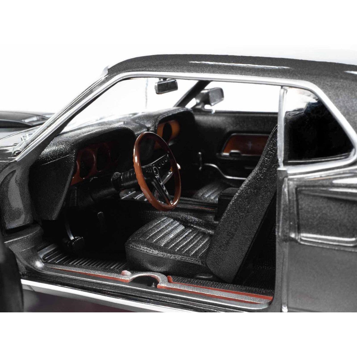 1969 Ford Mustang Dark Gray Metallic with Black Stripes "John Wick" (2014) Movie "Silver Screen Machines" Series 1/18 Diecast Model Car by Auto World - Autoworld - ModelCars.com