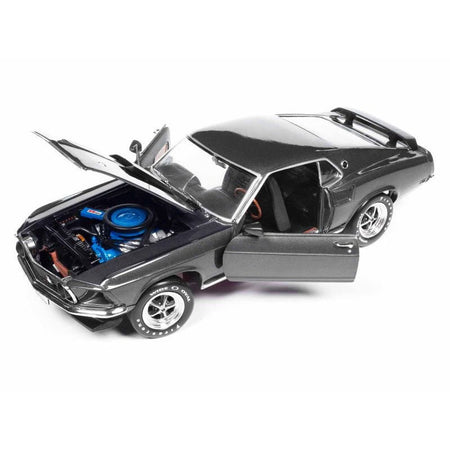 1969 Ford Mustang Dark Gray Metallic with Black Stripes "John Wick" (2014) Movie "Silver Screen Machines" Series 1/18 Diecast Model Car by Auto World-Autoworld-ModelCars.com