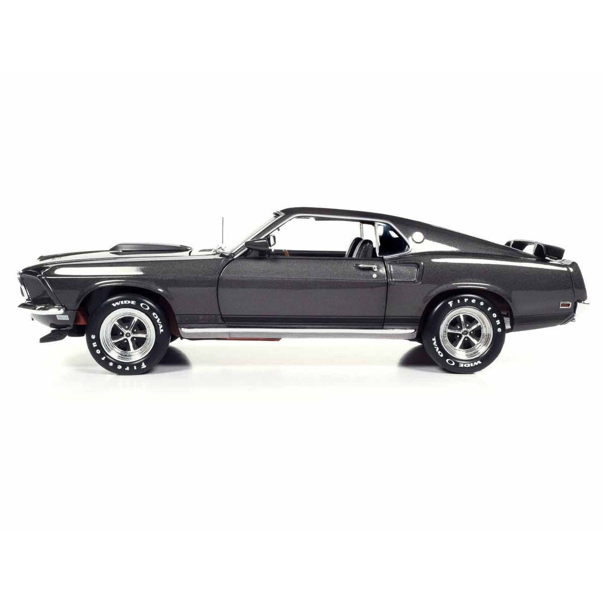 1969 Ford Mustang Dark Gray Metallic with Black Stripes "John Wick" (2014) Movie "Silver Screen Machines" Series 1/18 Diecast Model Car by Auto World-Autoworld-ModelCars.com
