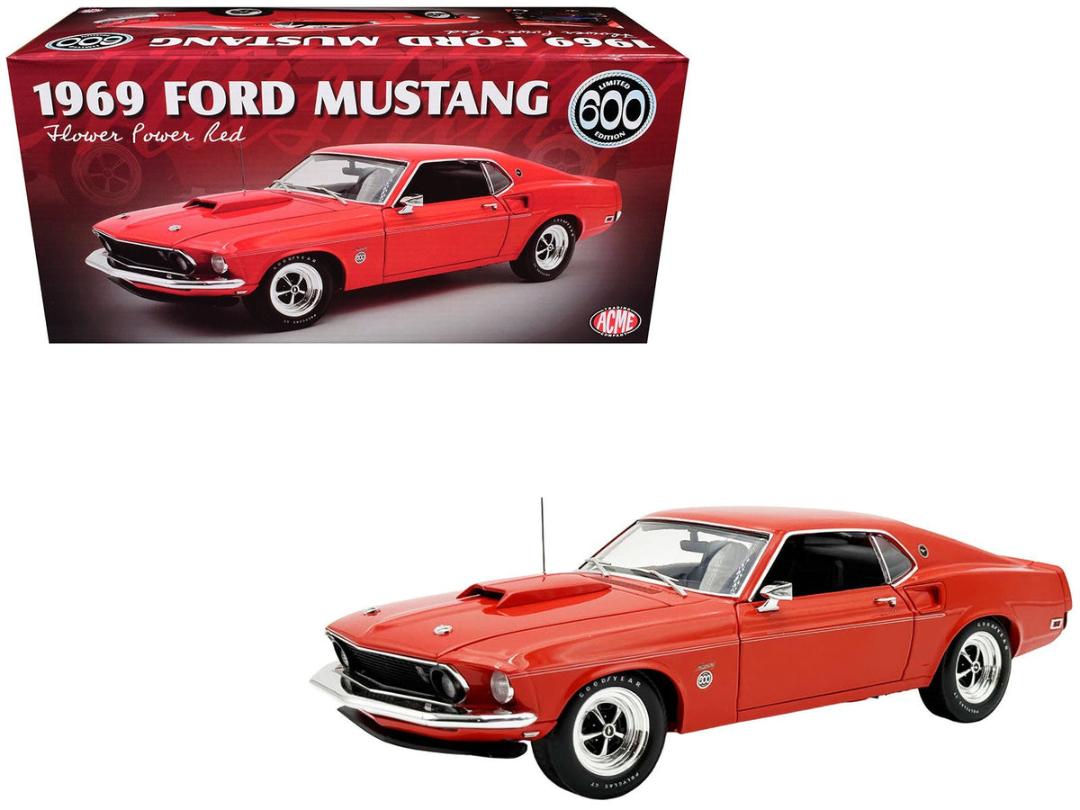 1969 Ford Mustang Limited Edition 600 Flower Power Red Limited Edition to 300 pieces Worldwide 1/18 Diecast Model Car by ACME-Acme-ModelCars.com