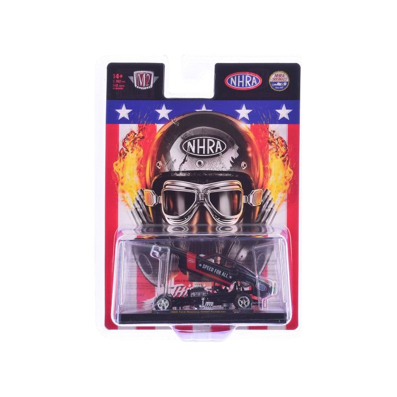 1969 Ford Mustang NHRA Funny Car Black Metallic with Red Stripes and Graphics Limited Edition to 3762 pieces Worldwide 1/64 Diecast Model Car by M2 Machines - M2 - ModelCars.com