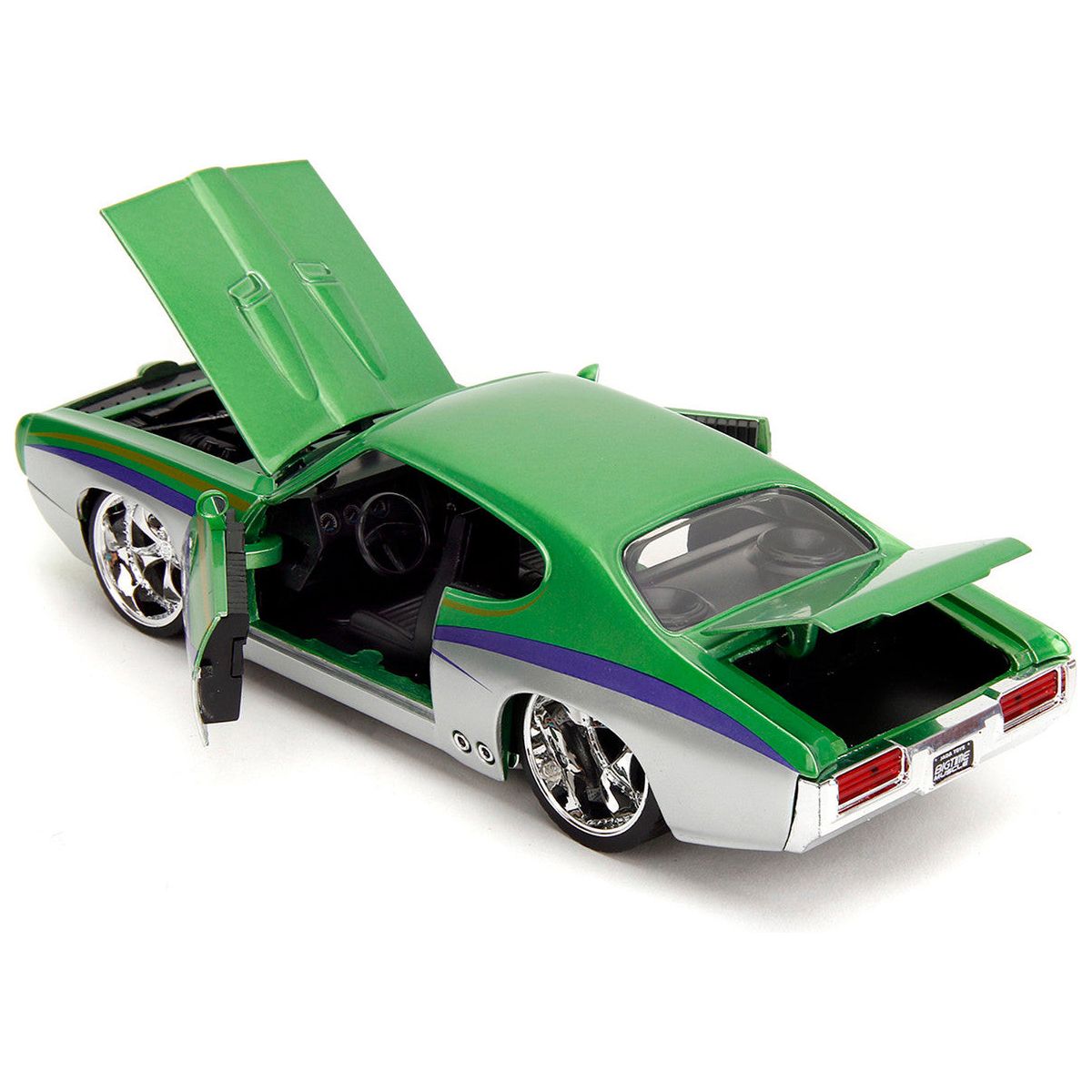 1969 Pontiac GTO Judge Green Metallic and Silver with Stripes "Bigtime Muscle" Series 1/24 Diecast Model Car by Jada-Jada-ModelCars.com