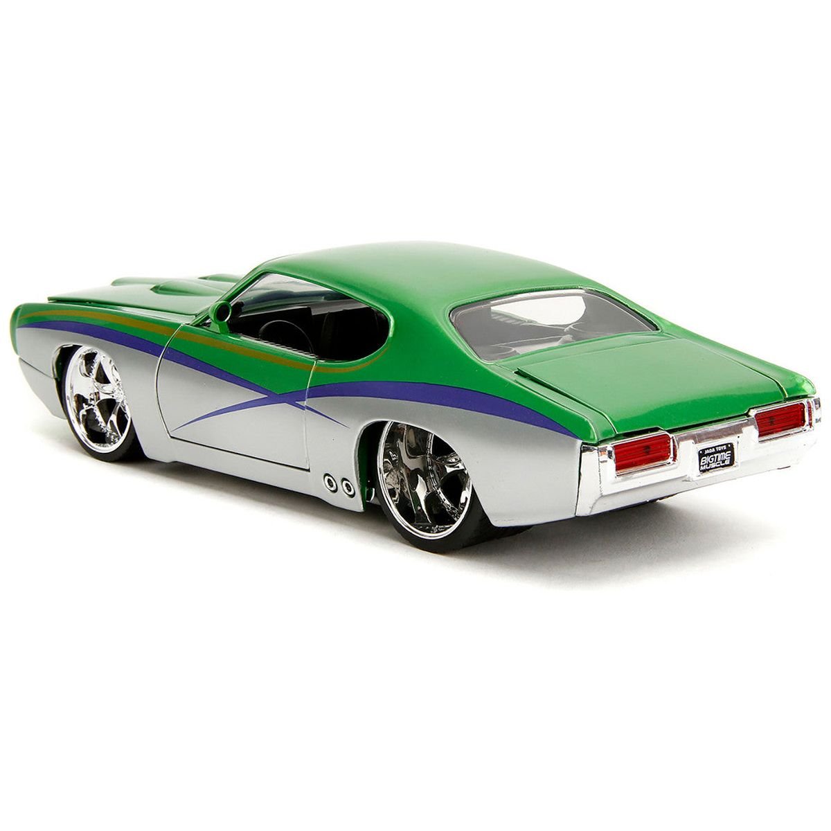 1969 Pontiac GTO Judge Green Metallic and Silver with Stripes "Bigtime Muscle" Series 1/24 Diecast Model Car by Jada - Jada - ModelCars.com