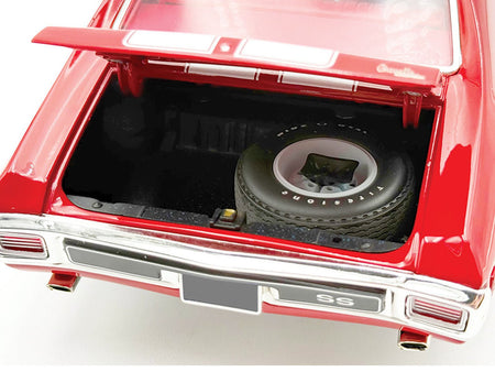 1970 Chevrolet Chevelle SS 454 LS6 Cranberry Red with White Stripes and Red Interior Limited Edition to 454 pieces Worldwide 1/18 Diecast Model Car by ACME-Acme-ModelCars.com