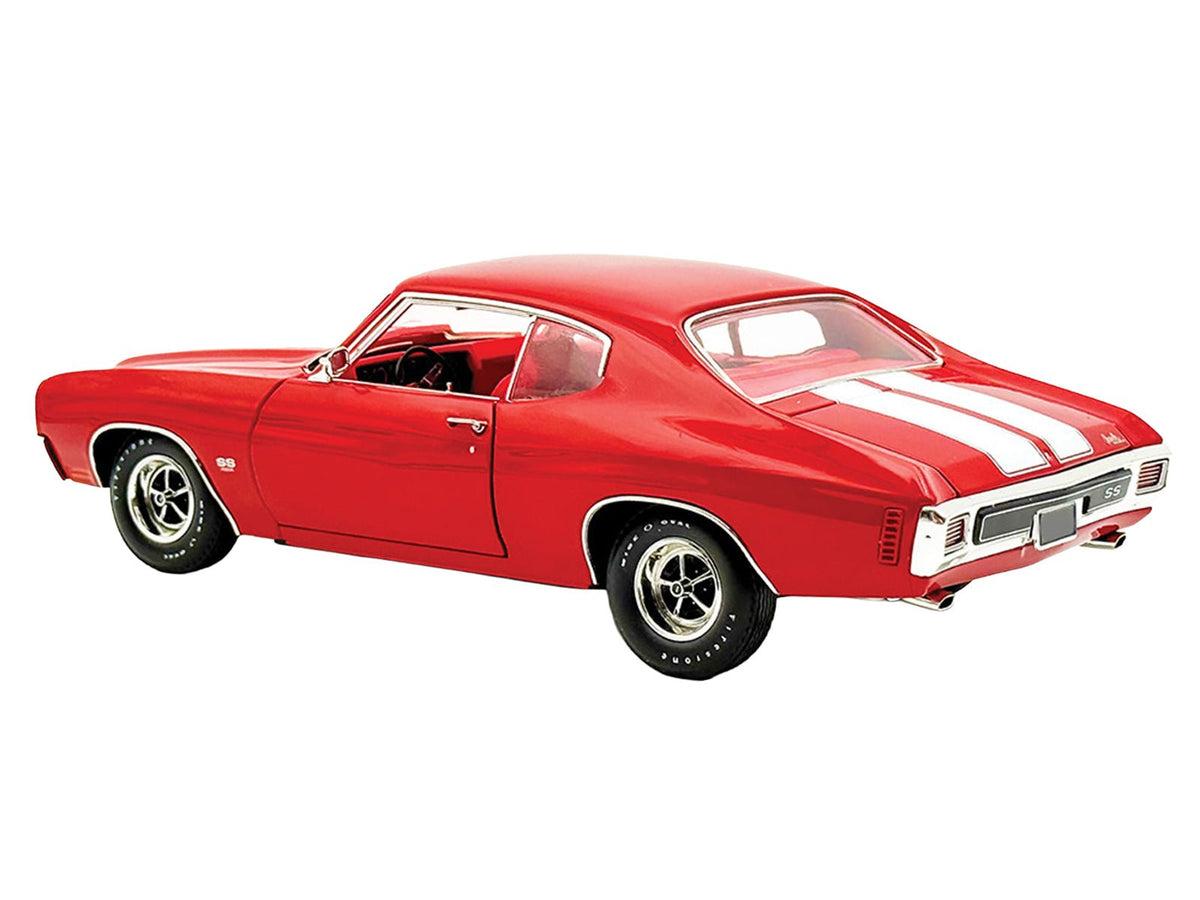 1970 Chevrolet Chevelle SS 454 LS6 Cranberry Red with White Stripes and Red Interior Limited Edition to 454 pieces Worldwide 1/18 Diecast Model Car by ACME-Acme-ModelCars.com