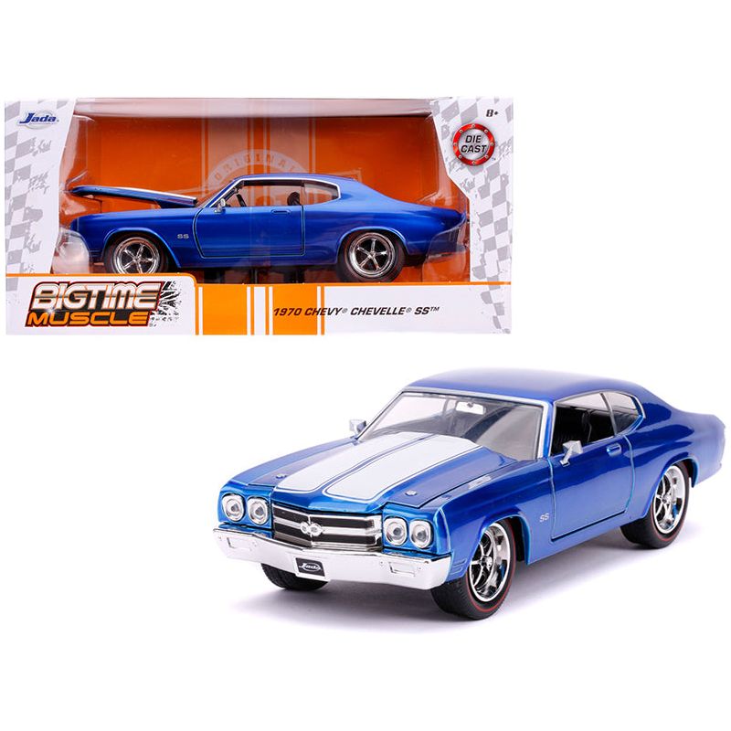 1970 Chevrolet Chevelle SS Candy Blue with White Stripes "Bigtime Muscle" 1/24 Diecast Model Car by Jada-Jada-ModelCars.com