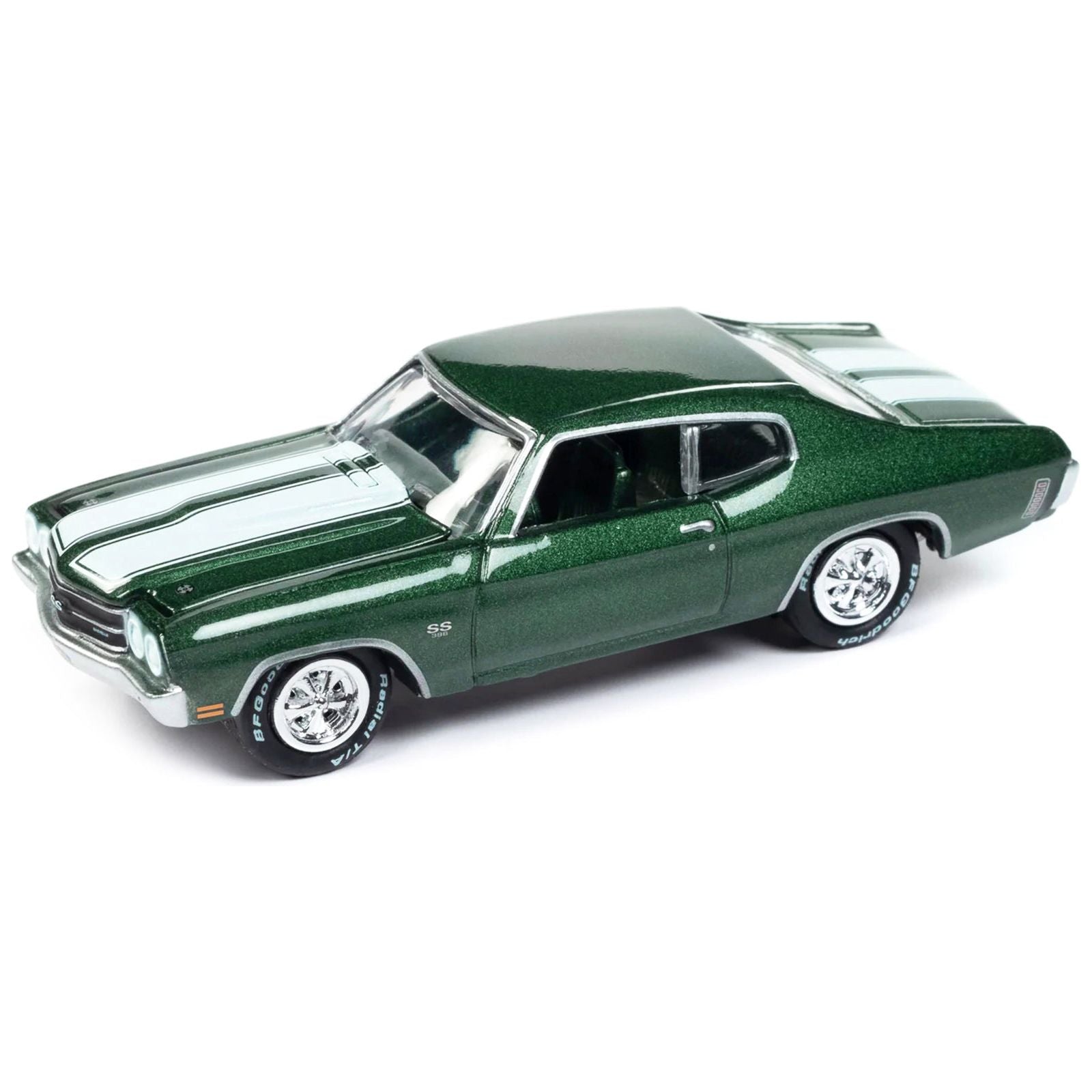 1970 Chevrolet Chevelle SS Forest Green Metallic with White Stipes "John Wick" (2014) Movie Pop Culture 2024 Release 1 1/64 Diecast Model Car by Johnny Lightning - Johnny Lightning - ModelCars.com