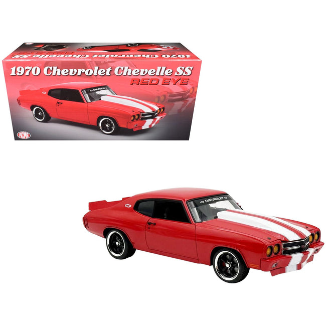 1970 Chevrolet Chevelle SS "Red Eye" Red with White Stripes Limited Edition to 354 pieces Worldwide 1/18 Diecast Model Car by ACME-Acme-ModelCars.com