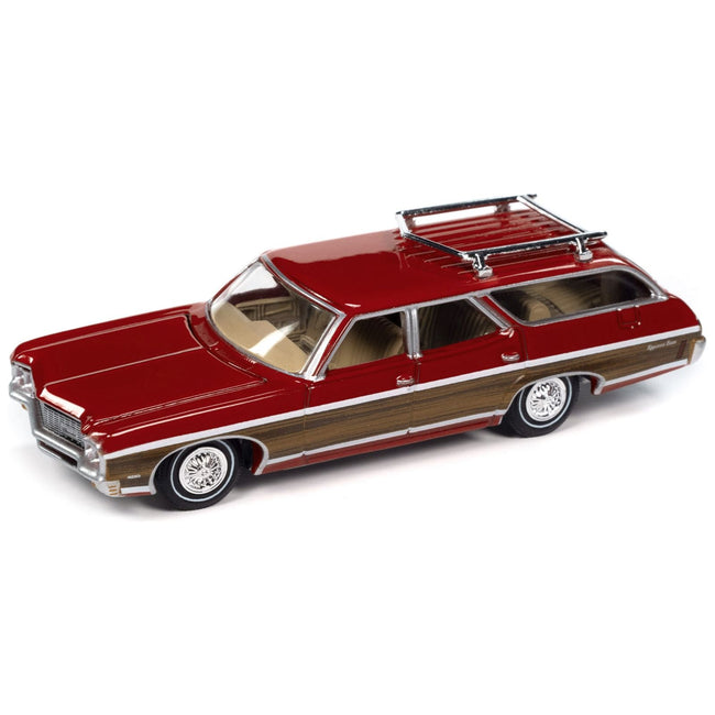 1970 Chevrolet Kingswood Estate Wagon Cranberry Red with Side Wood Panels "Muscle Wagons" Series 1/64 Diecast Model Car by Auto World - Johnny Lightning - ModelCars.com