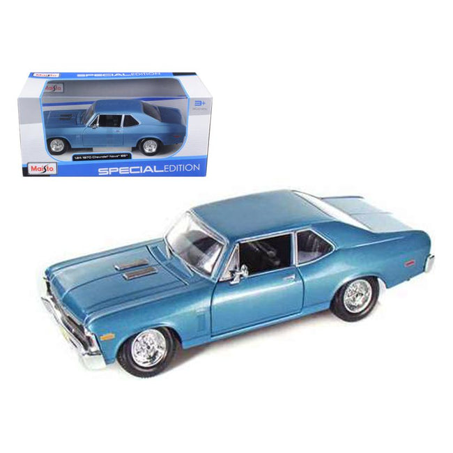 1970 Chevrolet Nova SS Coupe Blue 1/24 Diecast Model Car by Maisto-Maisto-ModelCars.com