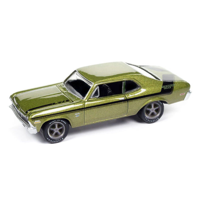1970 Chevrolet Nova Yenko Deuce Citrus Green Metallic with Black Stripes "Muscle Cars USA" Series 1/64 Diecast Model Car by Johnny Lightning-Johnny Lightning-ModelCars.com