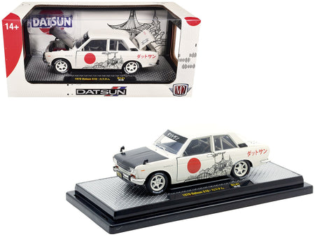 1970 Datsun 510 Light Gray with Japanese Graphics Limited Edition to 4050 pieces Worldwide 1/24 Diecast Model Car by M2 Machines-M2-ModelCars.com