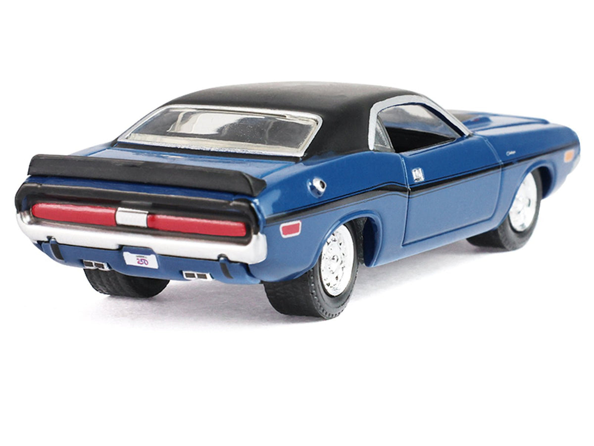 1970 Dodge Challenger Blue with Black Top "America 250 Edition" "Anniversary Collection" Series 18 1/64 Diecast Model Car by Greenlight-Greenlight-ModelCars.com