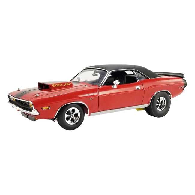 1970 Dodge Challenger R/T "Dodge Fever" Bright Red with Black Stripes and Black Vinyl Top Limited Edition to 588 pieces Worldwide 1/18 Diecast Model Car by ACME - Acme - ModelCars.com