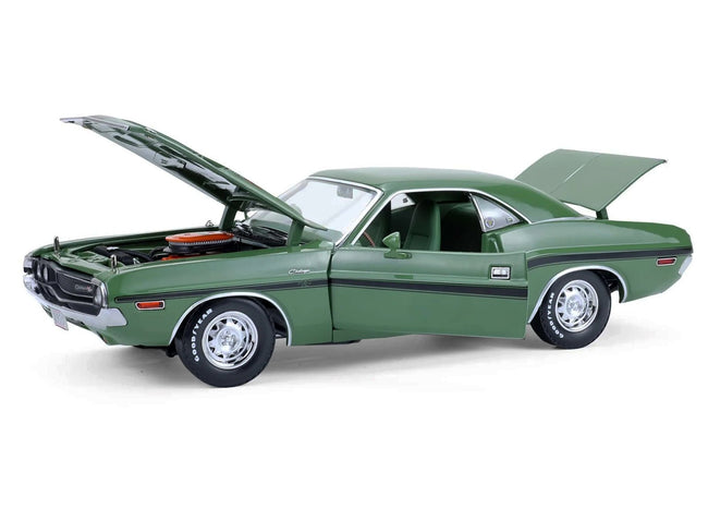 1970 Dodge Challenger R/T Hemi F8 Green with Black Stripes and Green Interior "Mr. Norm's Challenger" 1/18 Diecast Model Car by Greenlight-Greenlight-ModelCars.com