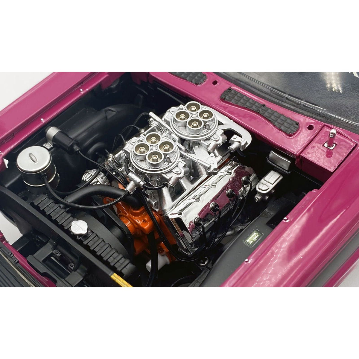 1970 Dodge Challenger T/A Pro Stock "Mopar Performance" Panther Pink with Black Stripes and Black Hood Limited Edition to 350 pieces Worldwide 1/18 Diecast Model Car by ACME - Acme - ModelCars.com