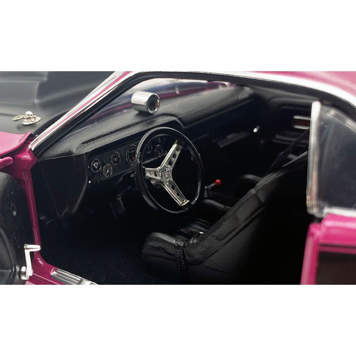 1970 Dodge Challenger T/A Pro Stock "Mopar Performance" Panther Pink with Black Stripes and Black Hood Limited Edition to 350 pieces Worldwide 1/18 Diecast Model Car by ACME - Acme - ModelCars.com