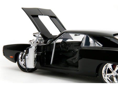 1970 Dodge Charger Black with Race Interior "The Fast and the Furious" (2001) Movie "25 Years of Fast & Furious" Series 1/24 Diecast Model Car by Jada-Jada-ModelCars.com