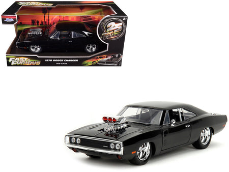 1970 Dodge Charger Black with Race Interior "The Fast and the Furious" (2001) Movie "25 Years of Fast & Furious" Series 1/24 Diecast Model Car by Jada-Jada-ModelCars.com