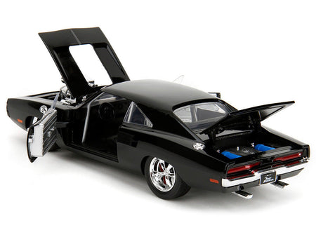 1970 Dodge Charger Black with Race Interior "The Fast and the Furious" (2001) Movie "25 Years of Fast & Furious" Series 1/24 Diecast Model Car by Jada-Jada-ModelCars.com