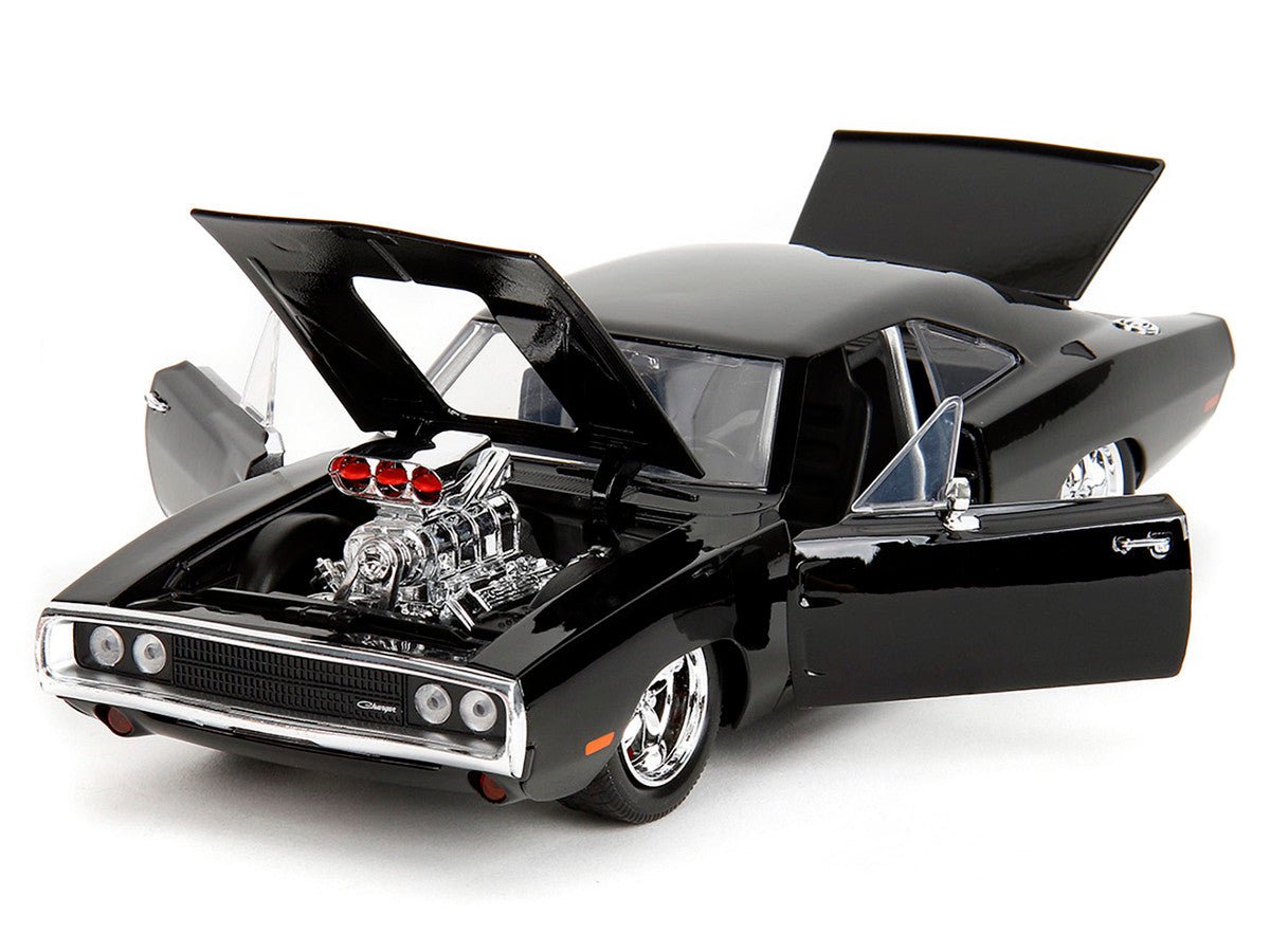 1970 Dodge Charger Black with Race Interior "The Fast and the Furious" (2001) Movie "25 Years of Fast & Furious" Series 1/24 Diecast Model Car by Jada-Jada-ModelCars.com