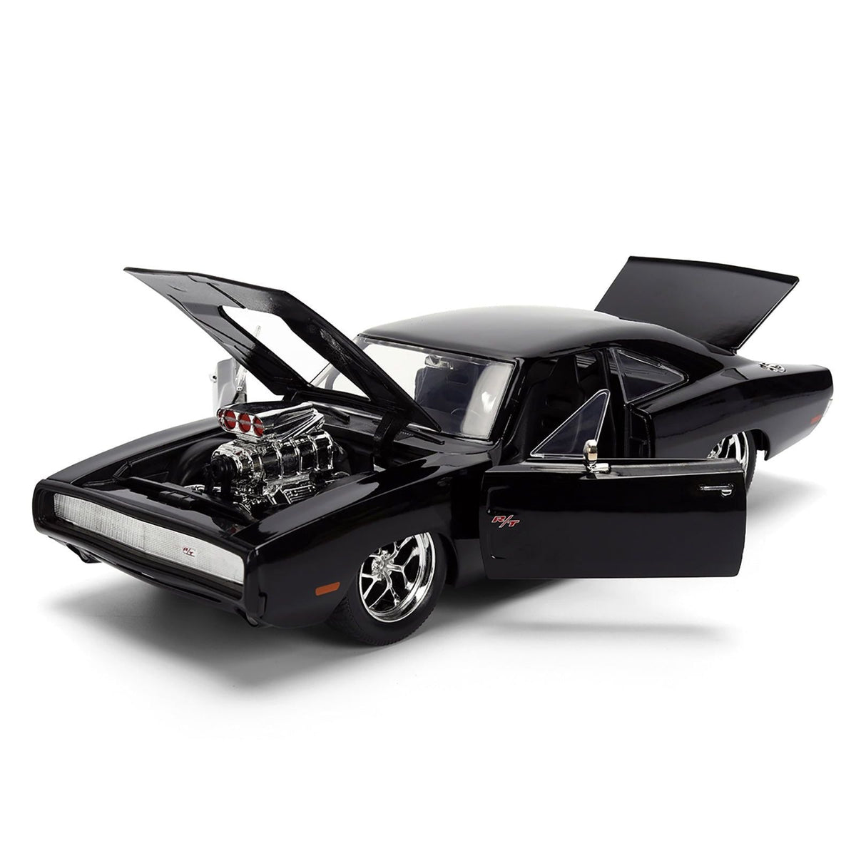 1970 Dodge Charger R/T Black "Furious 7" (2015) Movie "Fast & Furious" Series 1/24 Diecast Model Car by Jada-Jada-ModelCars.com