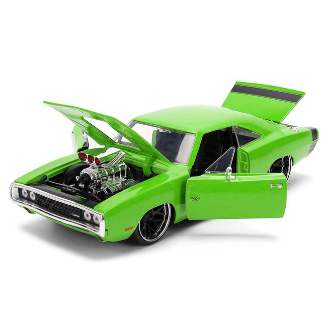 1970 Dodge Charger R/T Bright Green with Black Tail Stripe "Bigtime Muscle" Series 1/24 Diecast Model Car by Jada-Jada-ModelCars.com