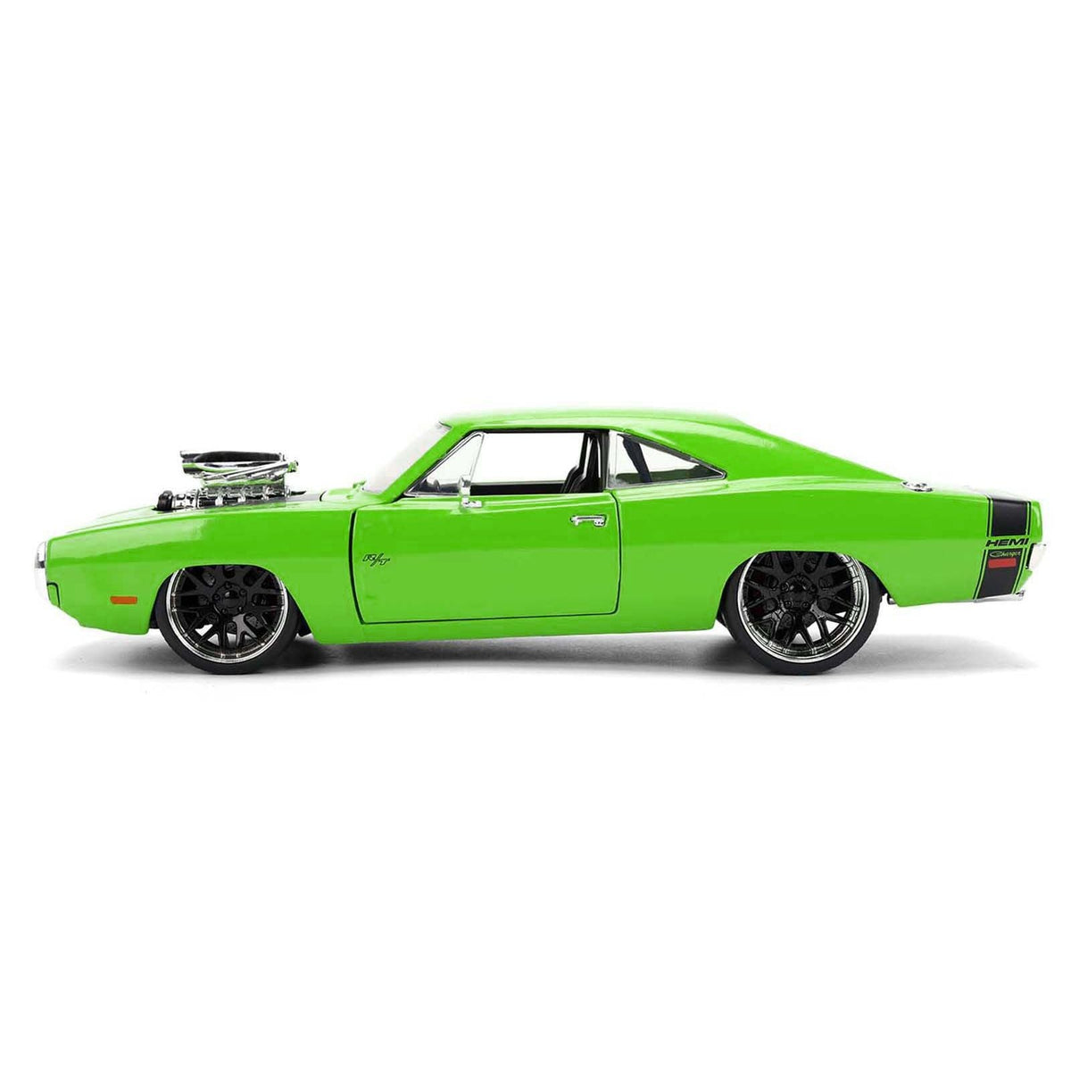 1970 Dodge Charger R/T Bright Green with Black Tail Stripe "Bigtime Muscle" Series 1/24 Diecast Model Car by Jada-Jada-ModelCars.com