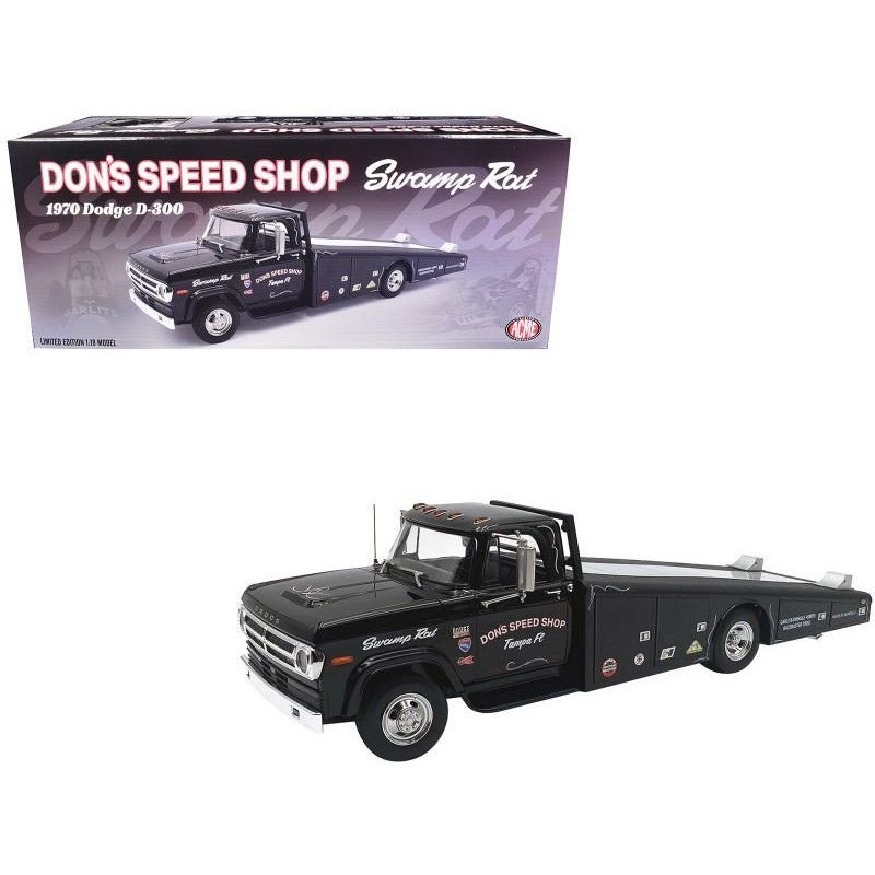 1970 Dodge D-300 Ramp Truck Black "Don's Speed Shop" Limited Edition to 300 pieces Worldwide 1/18 Diecast Model Car by ACME-Acme-ModelCars.com