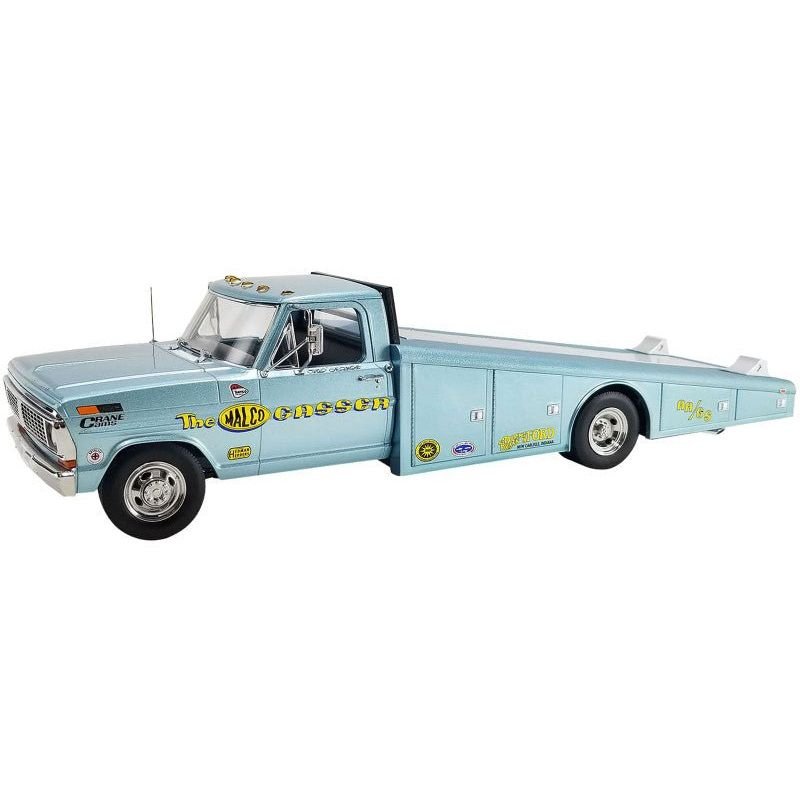 1970 Ford F-350 Ramp Truck Light Blue Metallic "Malco Gasser" Limited Edition to 240 pieces Worldwide 1/18 Diecast Model Car by ACME-Acme-ModelCars.com