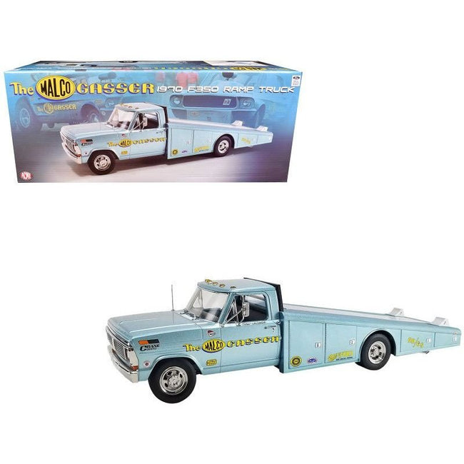 1970 Ford F-350 Ramp Truck Light Blue Metallic "Malco Gasser" Limited Edition to 240 pieces Worldwide 1/18 Diecast Model Car by ACME-Acme-ModelCars.com
