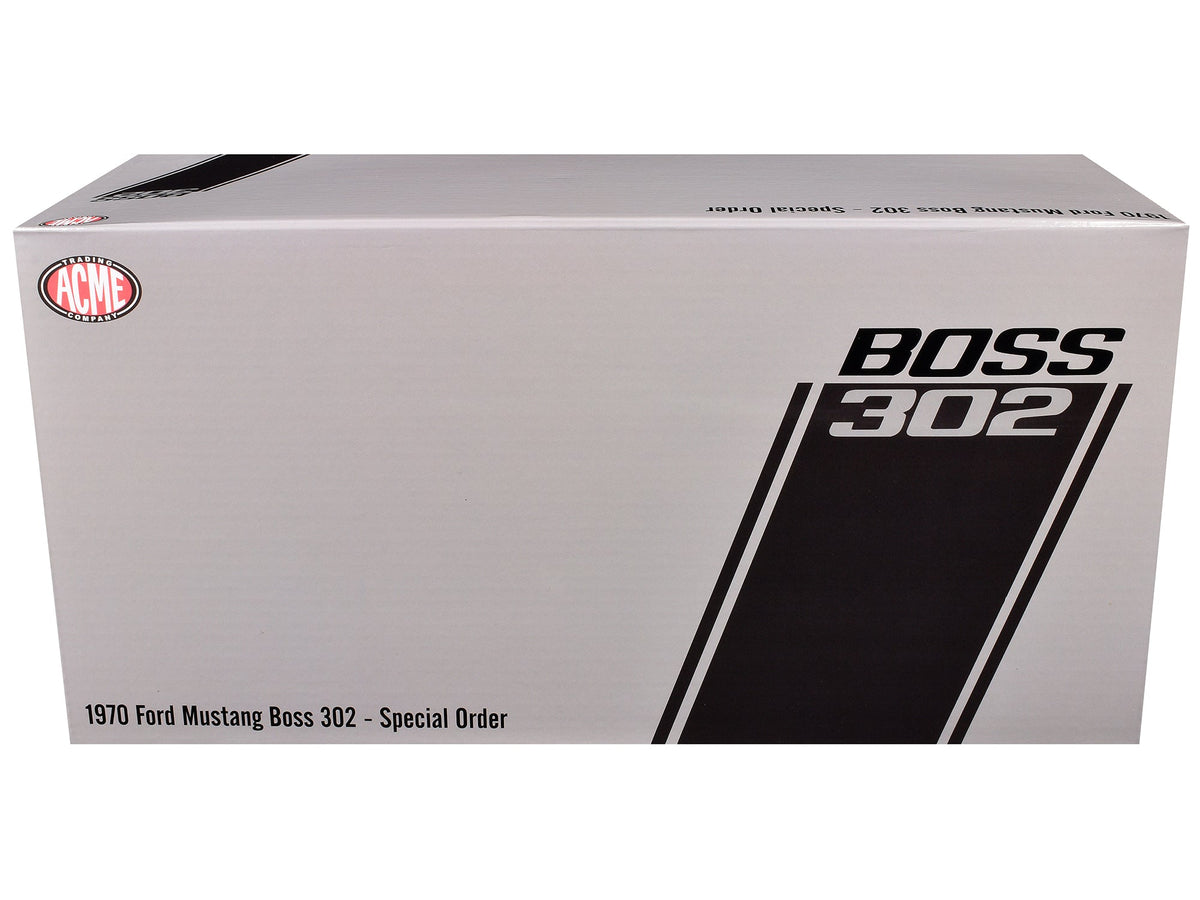 1970 Ford Mustang BOSS 302 "Special Order" Light Silver Metallic with Black Stripes Limited Edition to 302 pieces Worldwide 1/18 Diecast Model Car by ACME-Acme-ModelCars.com