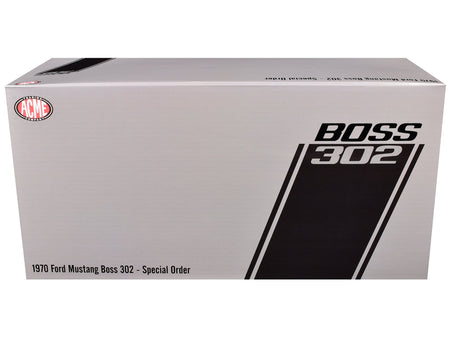1970 Ford Mustang BOSS 302 "Special Order" Light Silver Metallic with Black Stripes Limited Edition to 302 pieces Worldwide 1/18 Diecast Model Car by ACME-Acme-ModelCars.com