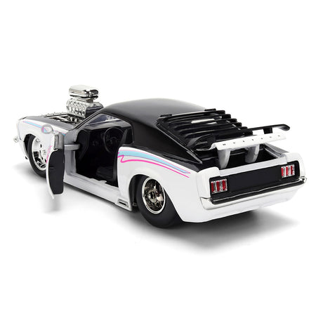 1970 Ford Mustang Boss 429 Black and White with Graphics "Bigtime Muscle" Series 1/24 Diecast Model Car by Jada-Jada-ModelCars.com