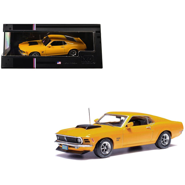 1970 Ford Mustang Boss 429 Bright Yellow with Black Hood Scoop 1/43 Diecast Model Car by IXO Models-IXO-ModelCars.com