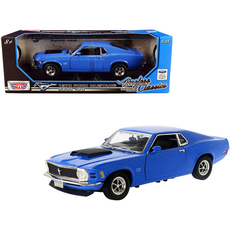 1970 Ford Mustang Boss 429 Dark Blue "Timeless Classics" Series 1/18 Diecast Model Car by Motormax - Motormax - ModelCars.com