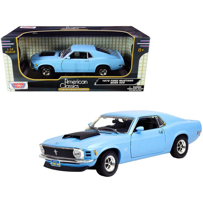1970 Ford Mustang Boss 429 Light Blue 1/18 Diecast Model Car by Motormax - Motormax - ModelCars.com