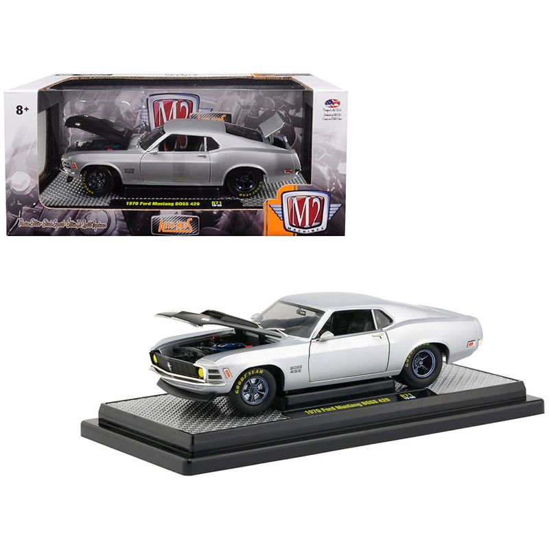 1970 Ford Mustang Boss 429 Matt Silver Limited Edition to 5,880 pieces Worldwide 1/24 Diecast Model Car by M2 Machines-M2-ModelCars.com