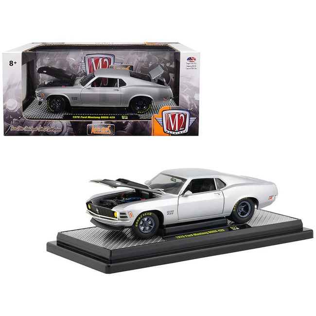 1970 Ford Mustang Boss 429 Matt Silver Limited Edition to 5,880 pieces Worldwide 1/24 Diecast Model Car by M2 Machines-M2-ModelCars.com