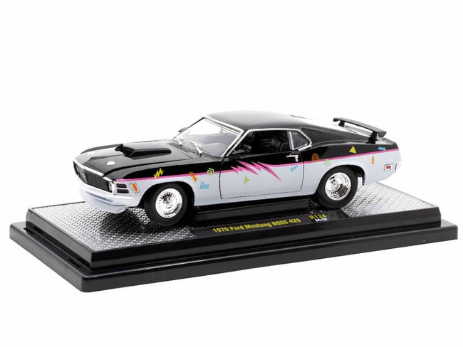 1970 Ford Mustang BOSS 429 "Pro Street" Black and Gray with Graphics Limited Edition to 6650 pieces Worldwide 1/24 Diecast Model Car by M2 Machines-M2-ModelCars.com