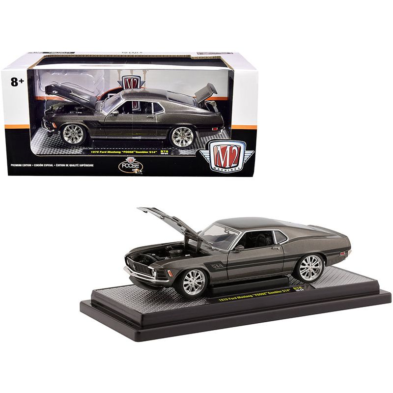1970 Ford Mustang "Foose" Gambler 514 Jaguar British Racing Green Metallic with Black Stripes Limited Edition to 6880 pieces Worldwide 1/24 Diecast Model Car by M2 Machines - M2 - ModelCars.com