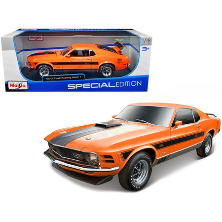 1970 Ford Mustang Mach 1 428 "Twister Special" Orange with Black Stripes "Special Edition" 1/18 Diecast Model Car by Maisto - Maisto - ModelCars.com